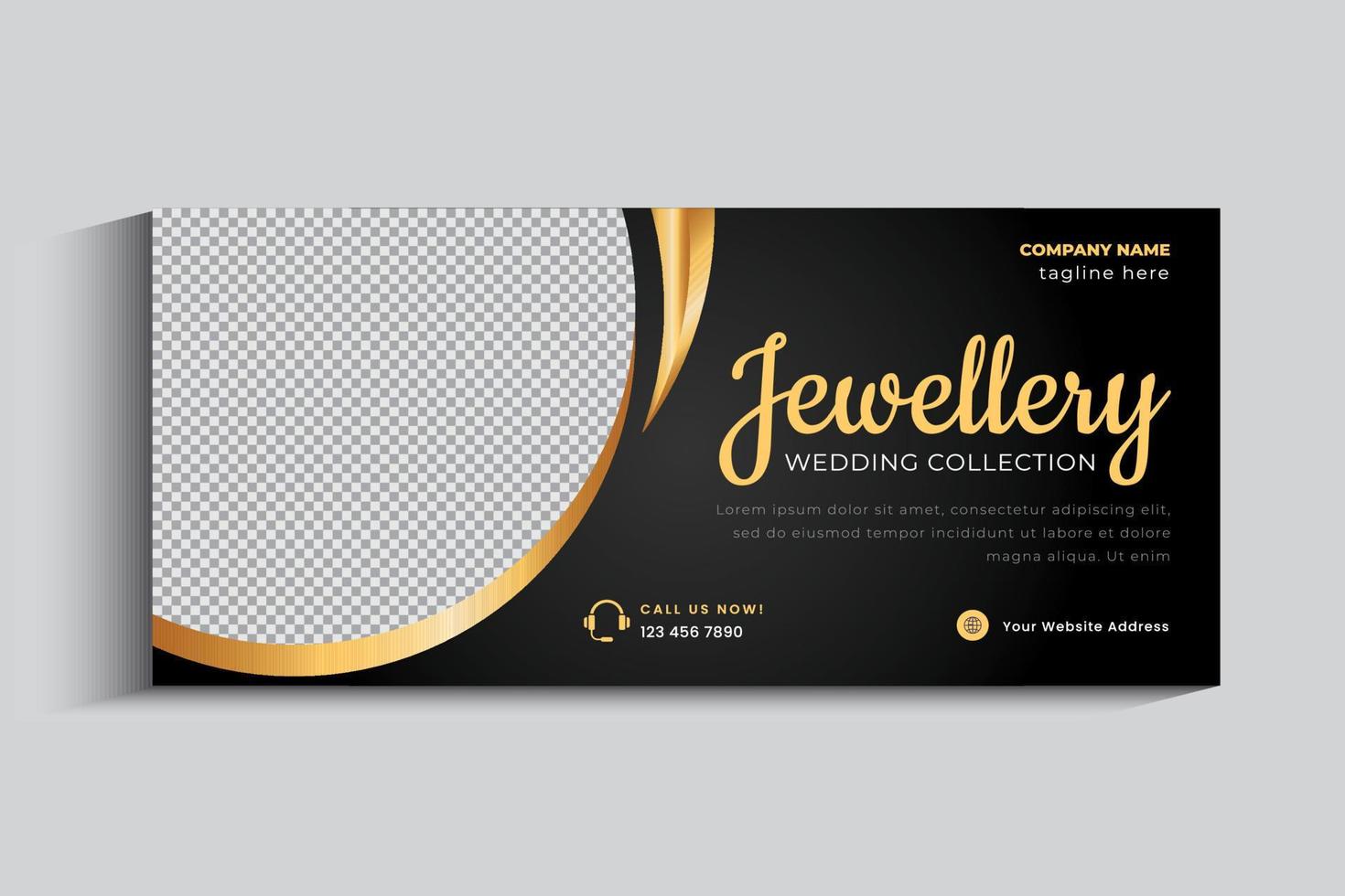 plantilla de diseño de banner de portada de negocio de joyería. adorno de oro publicación en redes sociales vector
