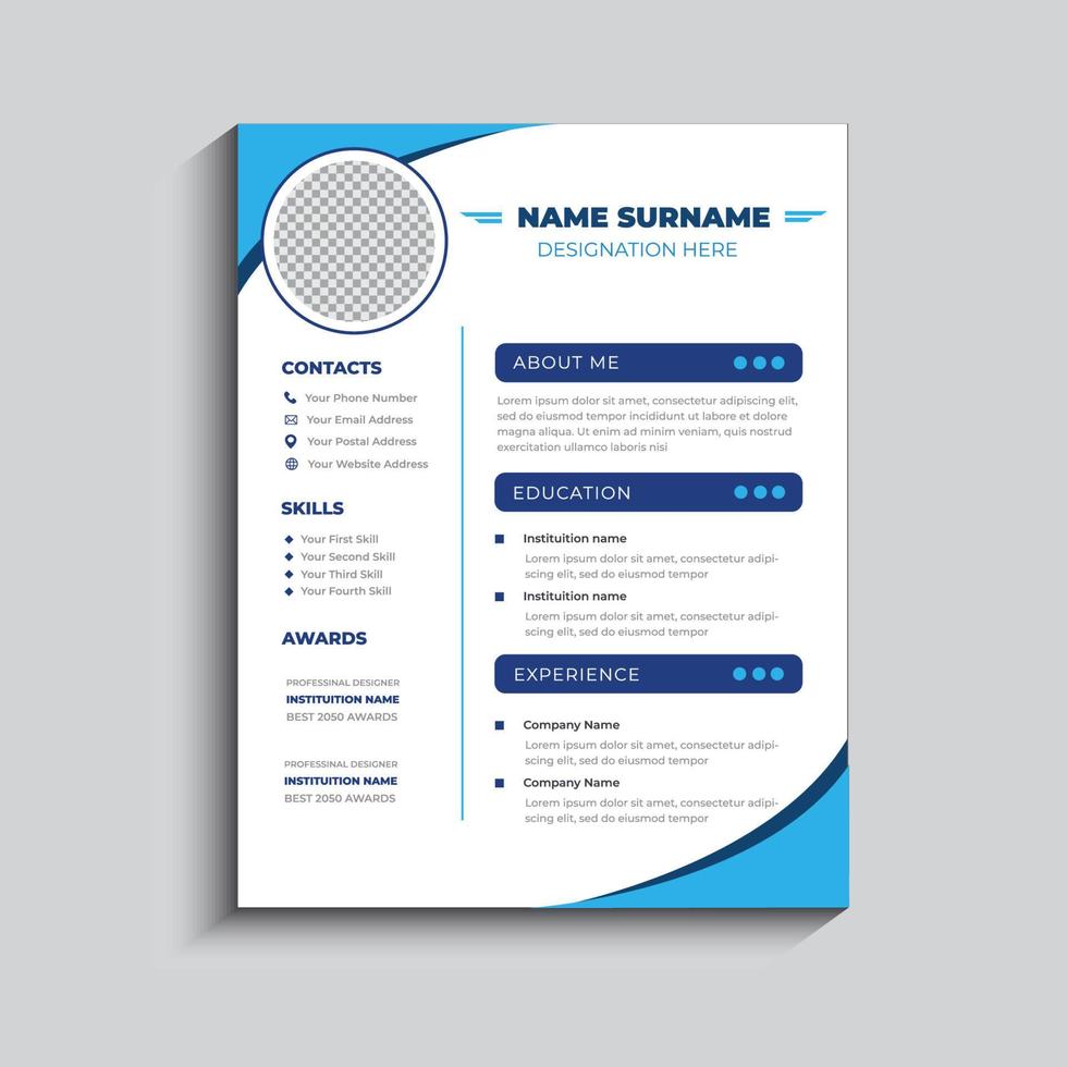 Business CV Resume Template Design vector