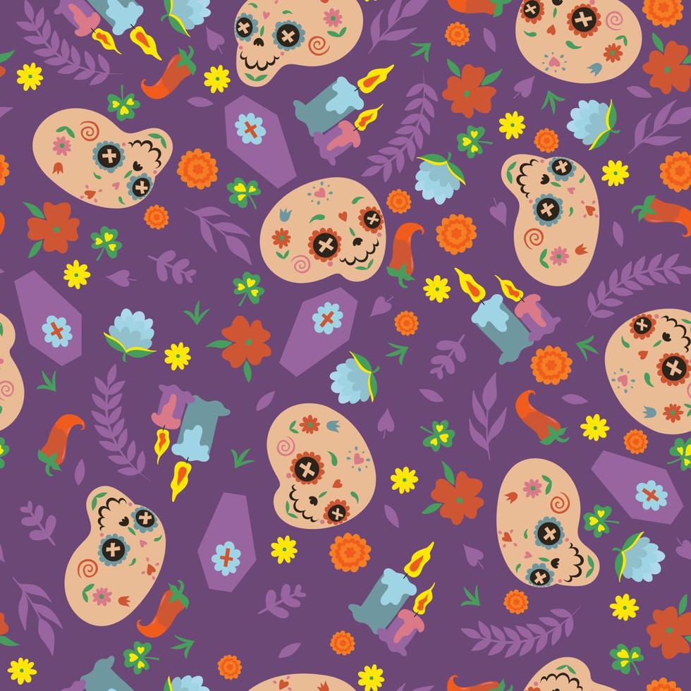 Seamless pattern for Day of the Dead. Vector graphics.