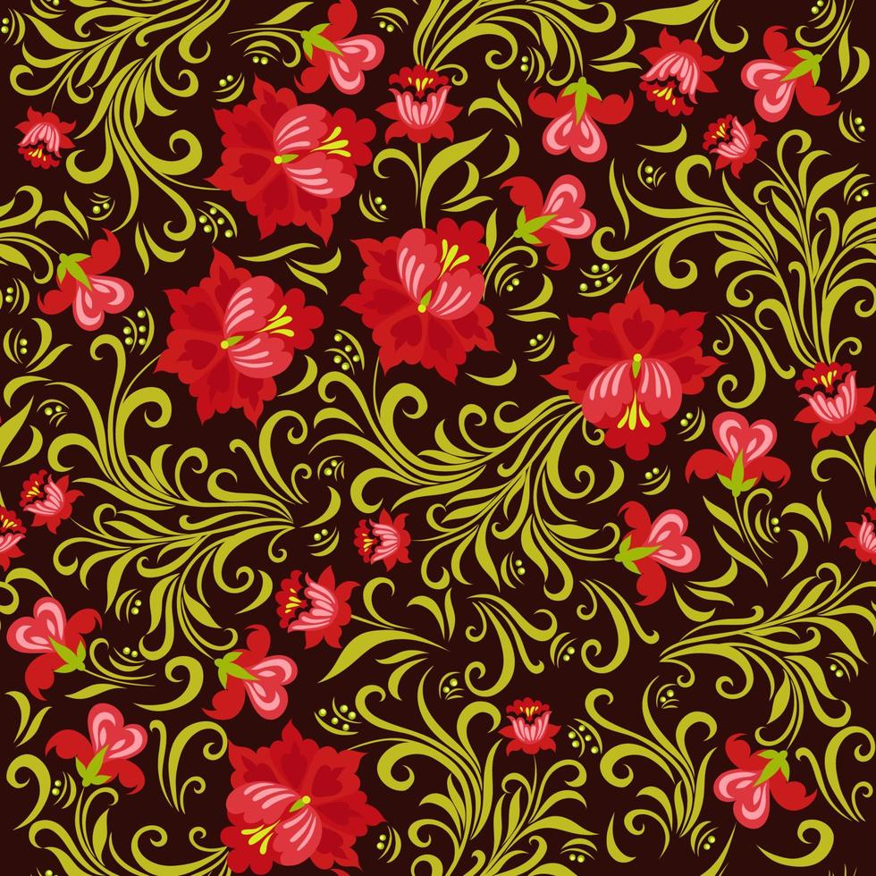 folk seamless pattern with flowers. Vector graphics.