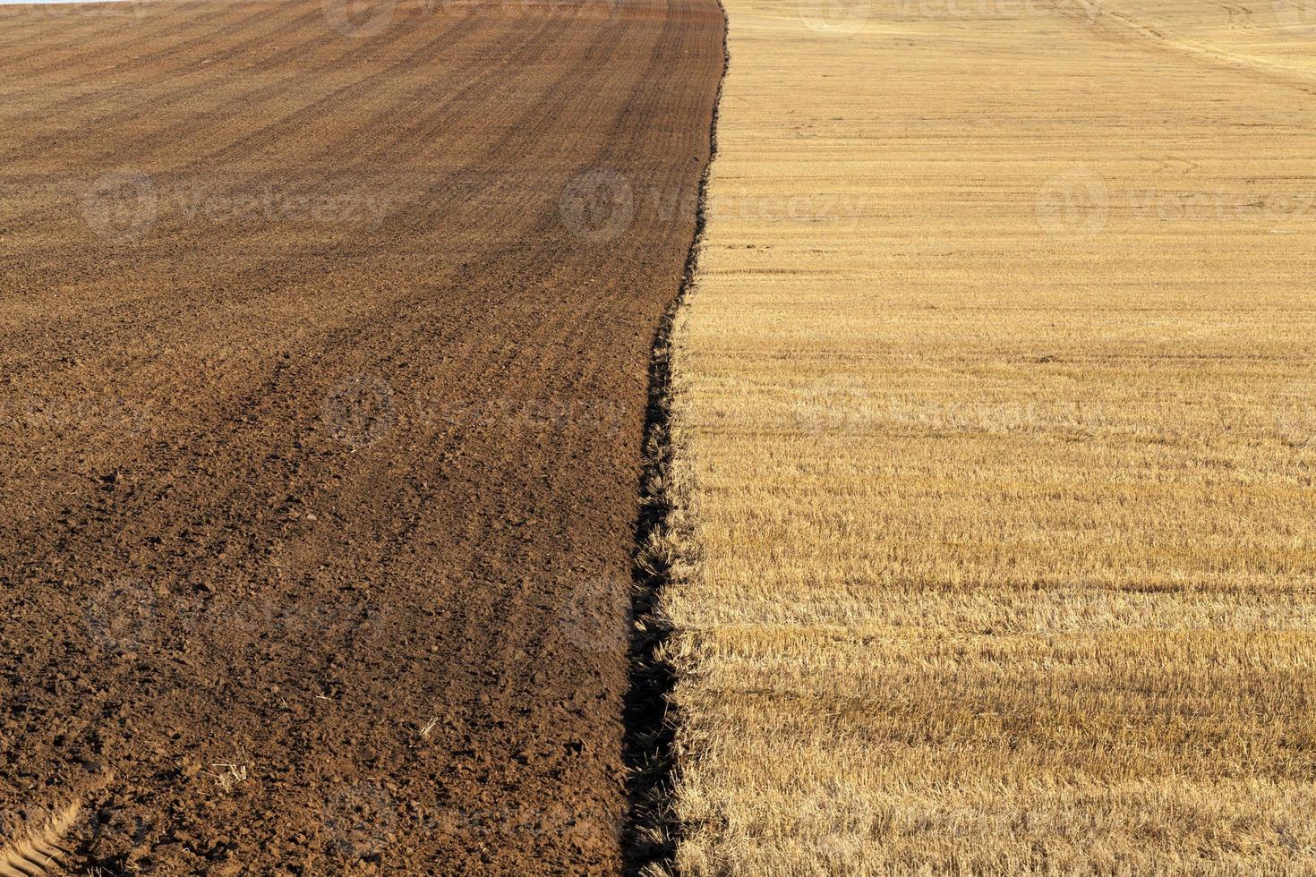 plowed half field photo