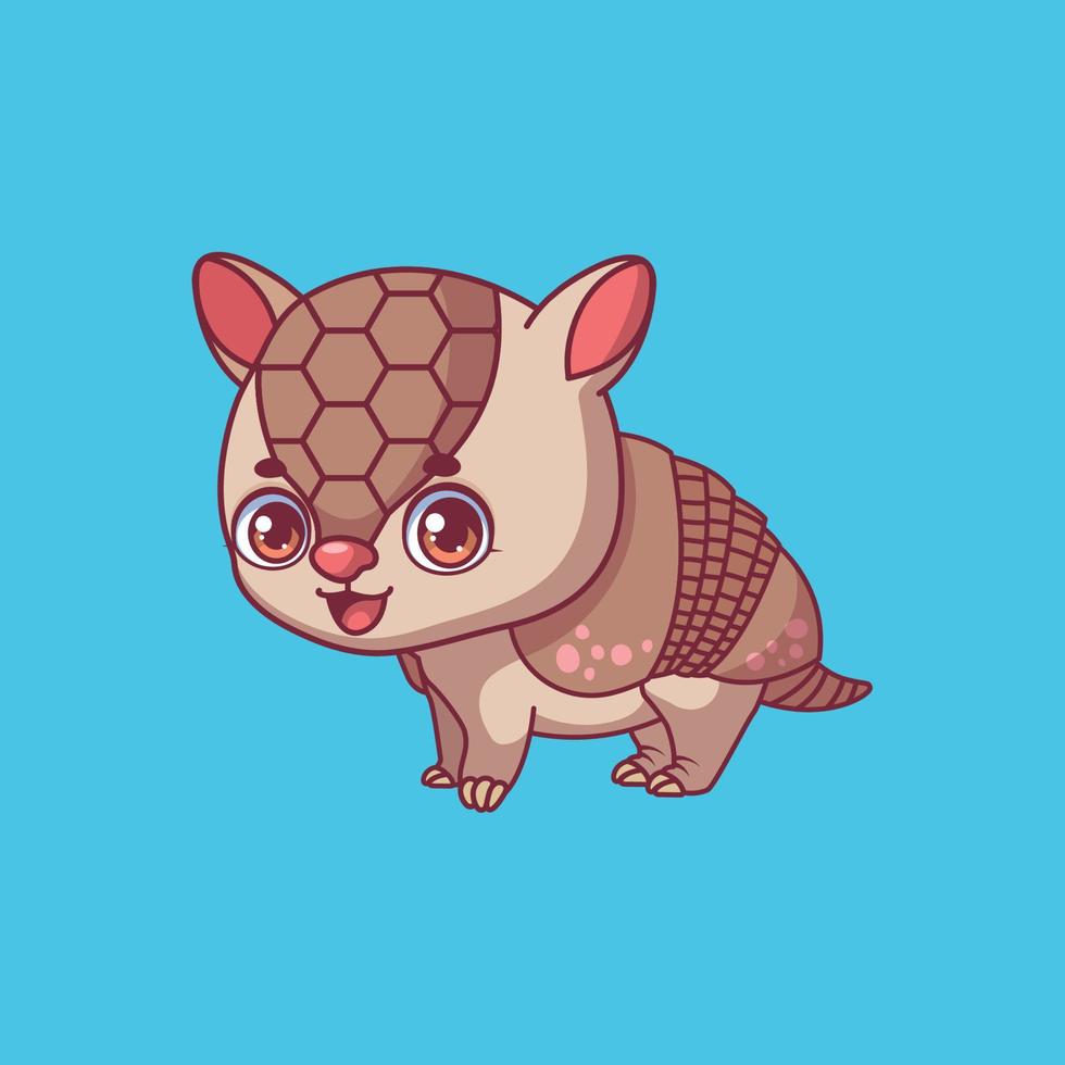 Illustration of a cartoon armadillo on colorful background vector