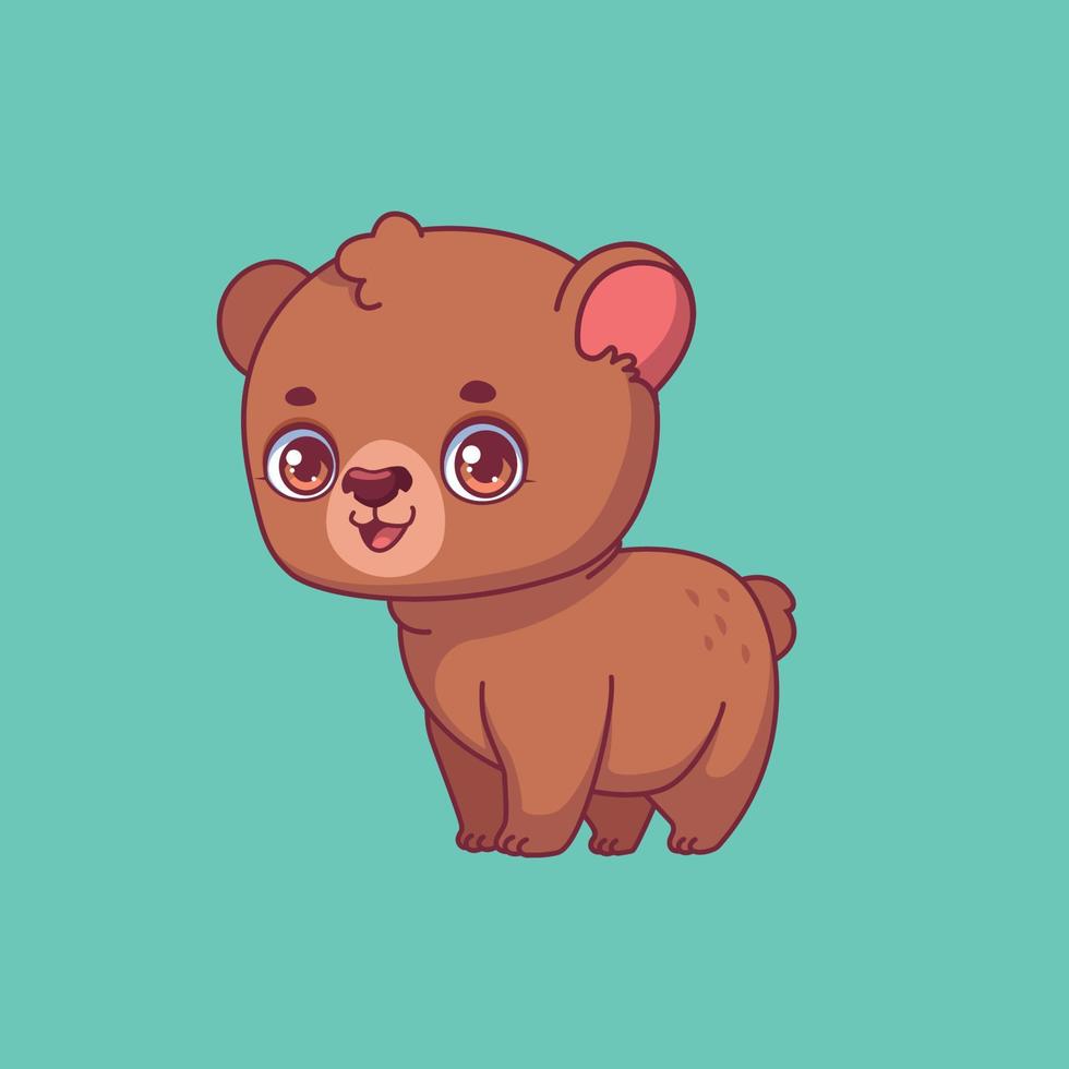 ilustración de un oso de dibujos animados sobre fondo de colores vector