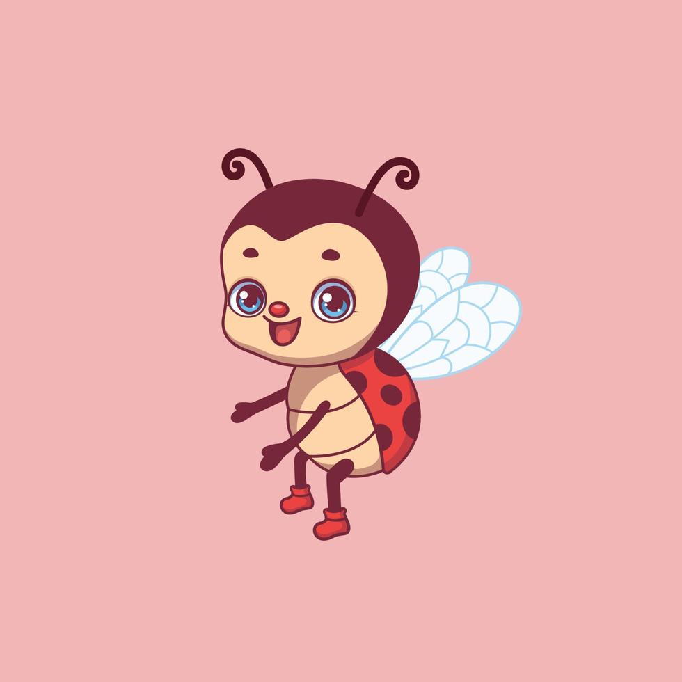 Illustration of a cartoon ladybug on colorful background vector