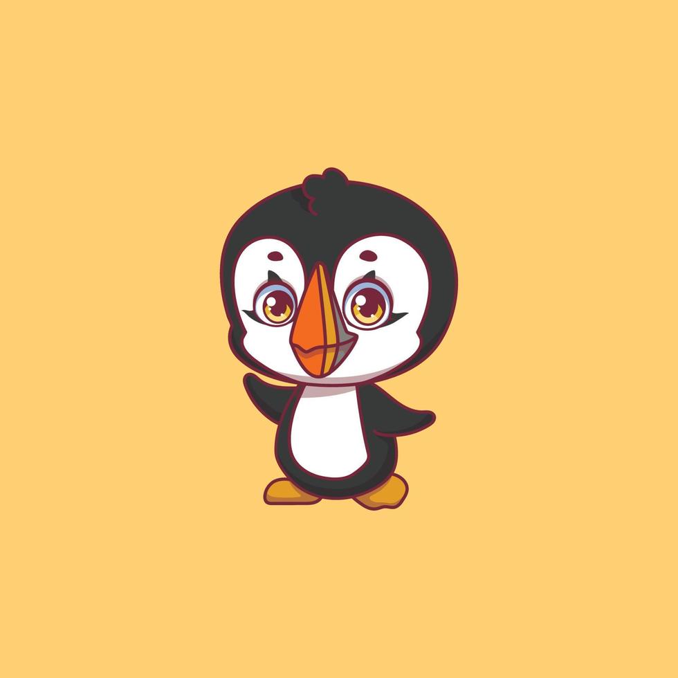 Illustration of a cartoon puffin on colorful background vector