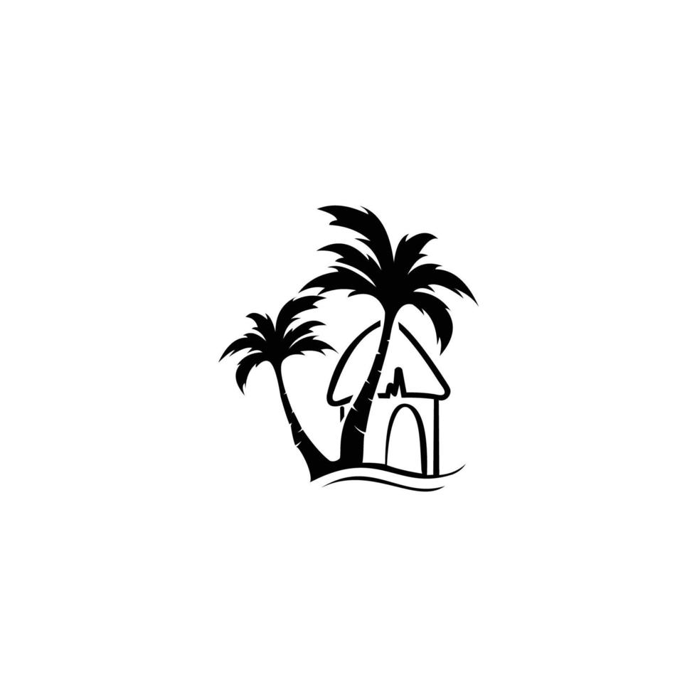 bungalow tropical en la isla en el océano. casa balinesa. diseño vectorial plano vector