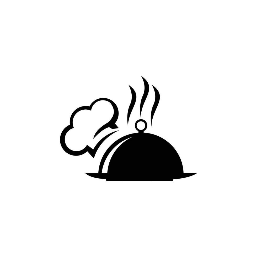 chef de sombrero y plantilla de logotipo de bandeja, icono de restaurante. ilustración vectorial vector