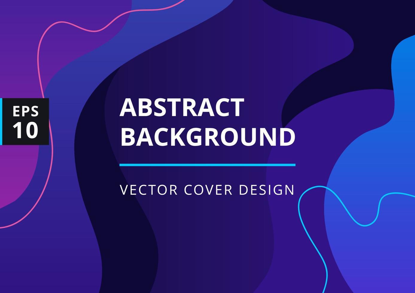 Minimal cover template with fluid shapes in gradient blue colors. Abstract geometric background for poster, flyer, banner. Modern design template with space for text. Vector illustration