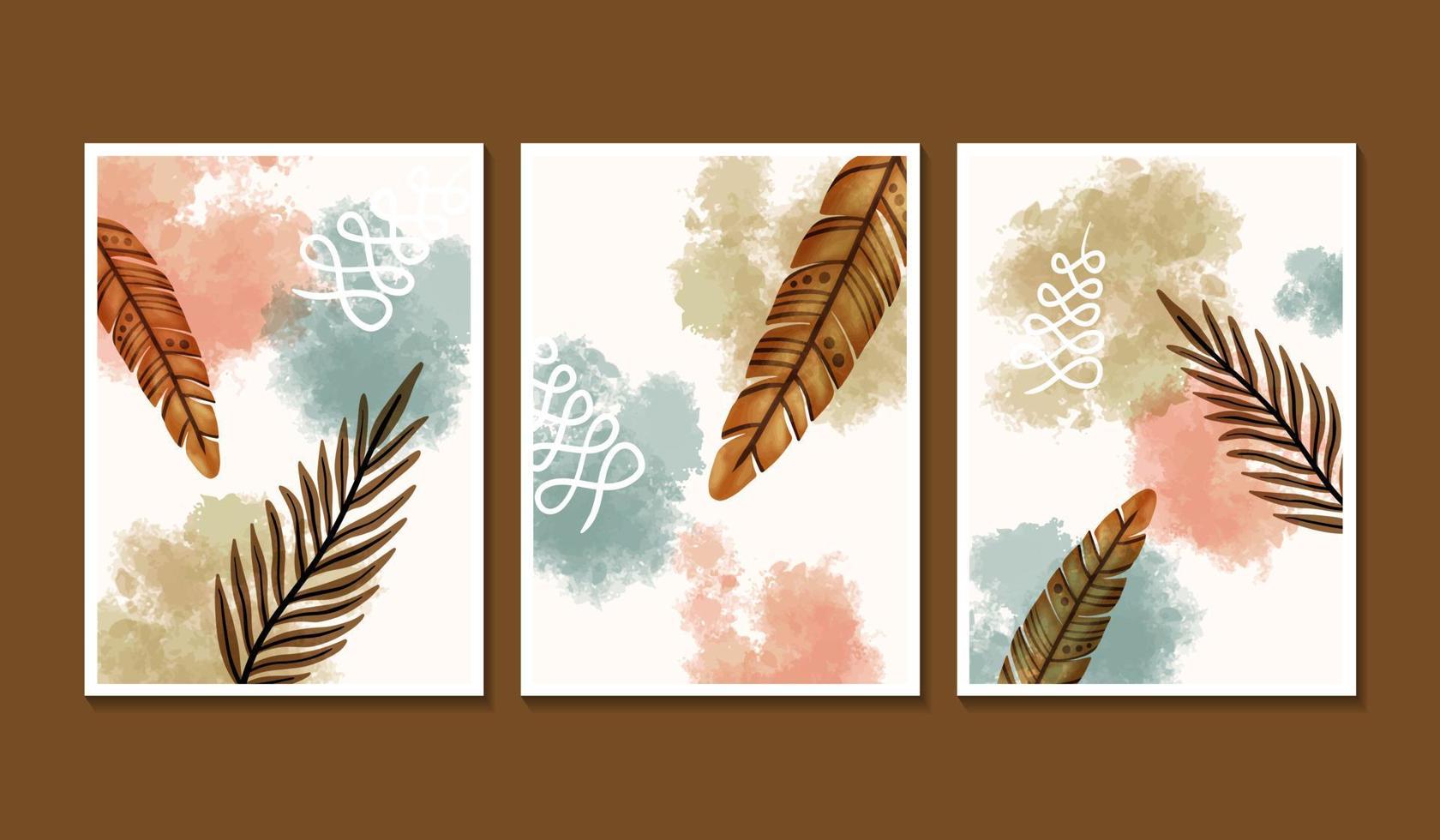 Watercolor boho covers collection stylish vector