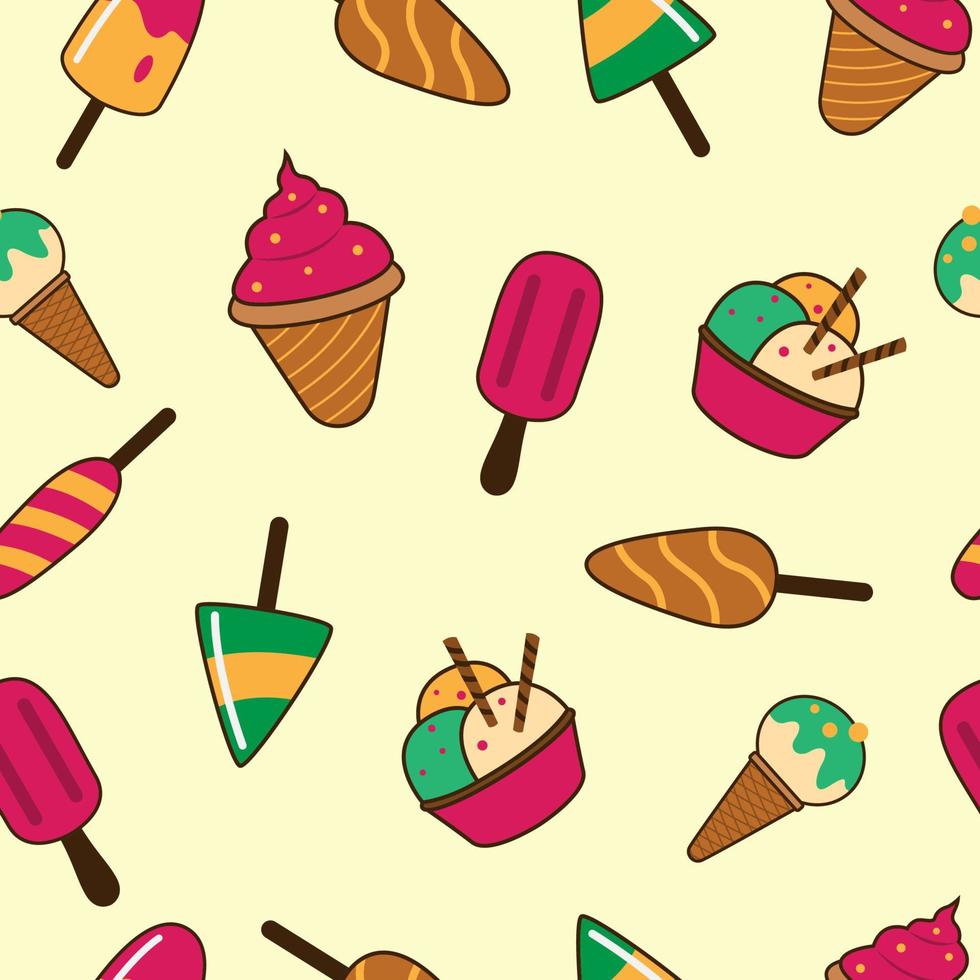 Seamless Pattern of Colorful Ice Cream. vector