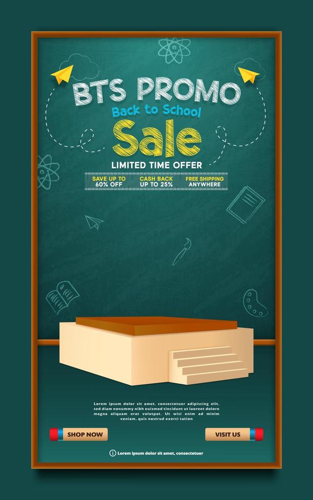 Back to school promo sale social media poster template vector