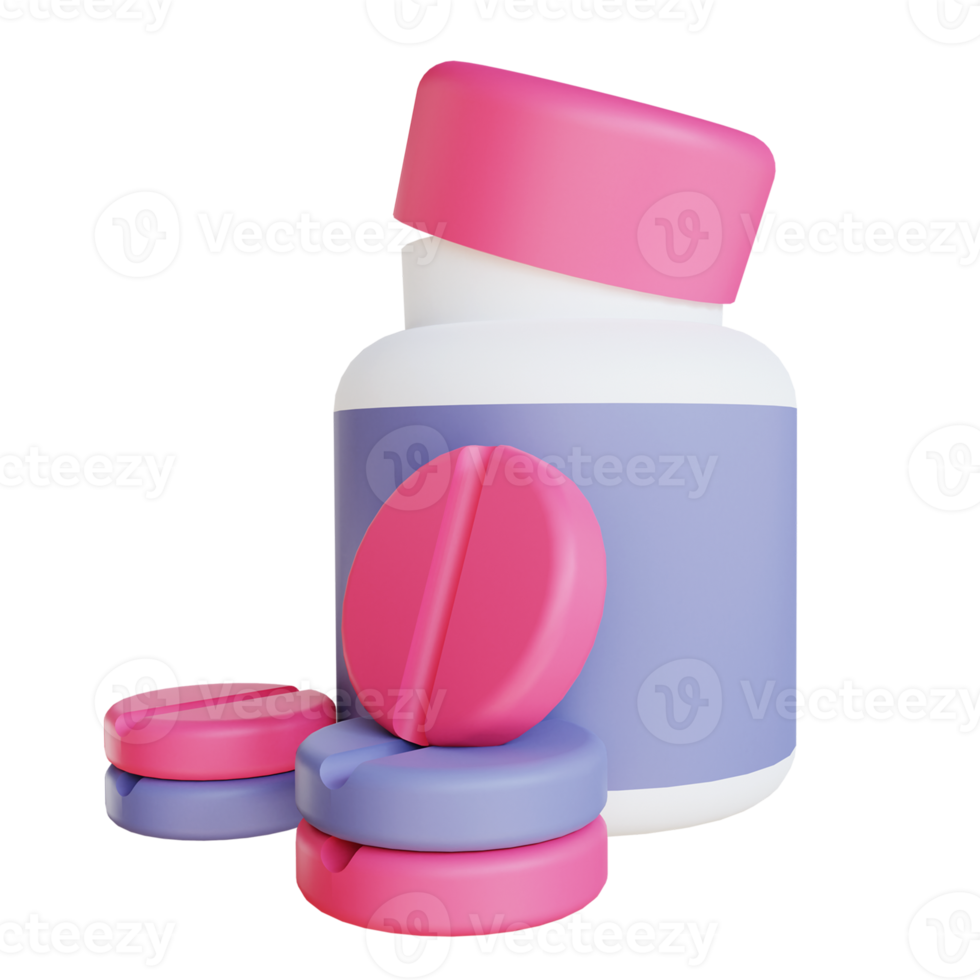 3D illustration pills and medicine bottles suitable for medical png