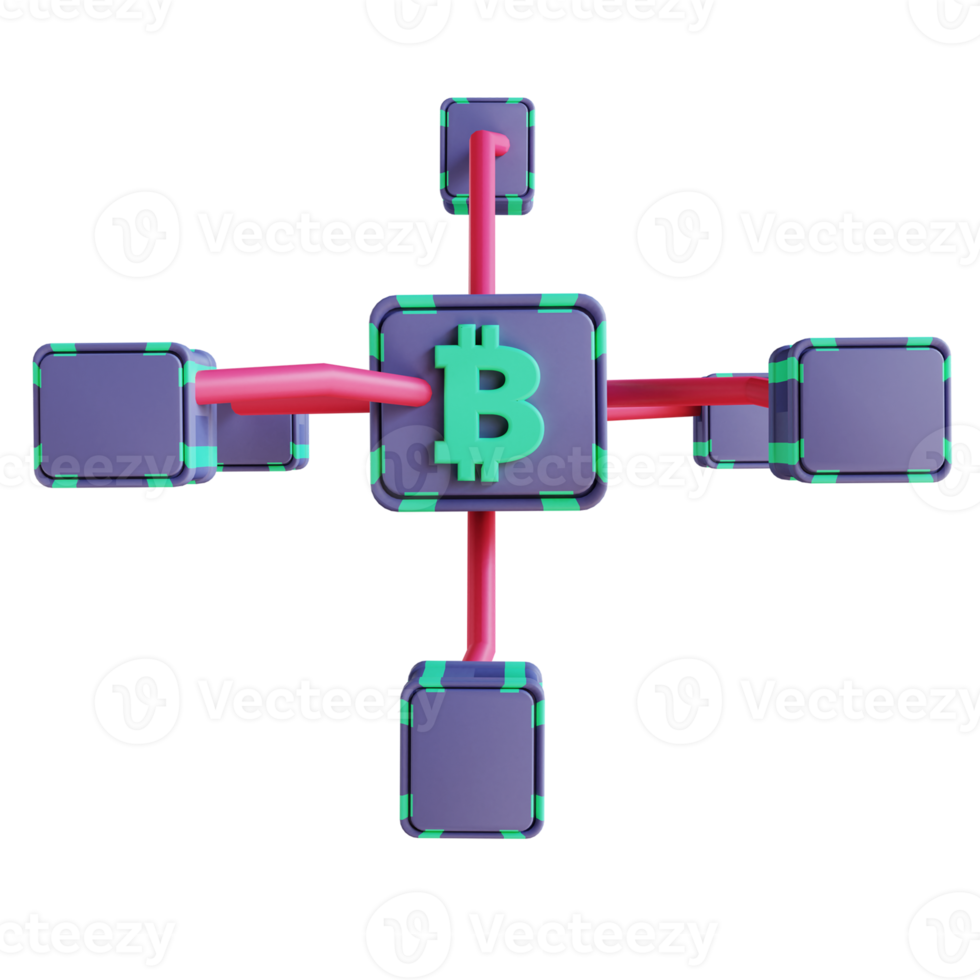 3D-illustration bitcoin kedja 4 lämplig för kryptovaluta png