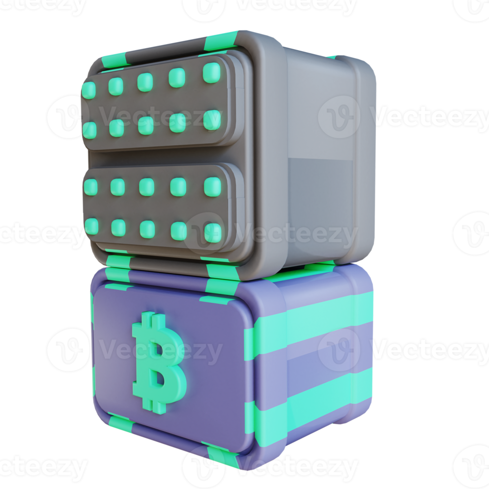 3D illustration bitcoin Server suitable for cryptocurrency png