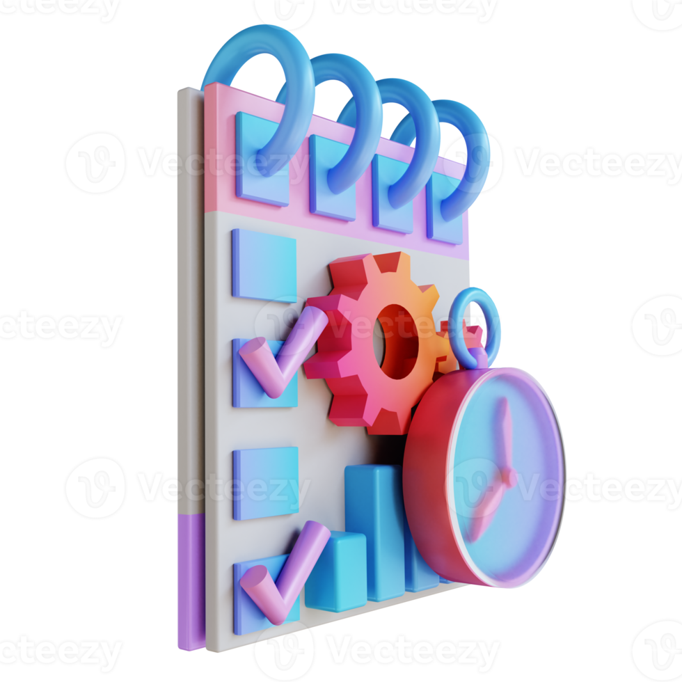 3d illustration färgglada tidsschema hantering png