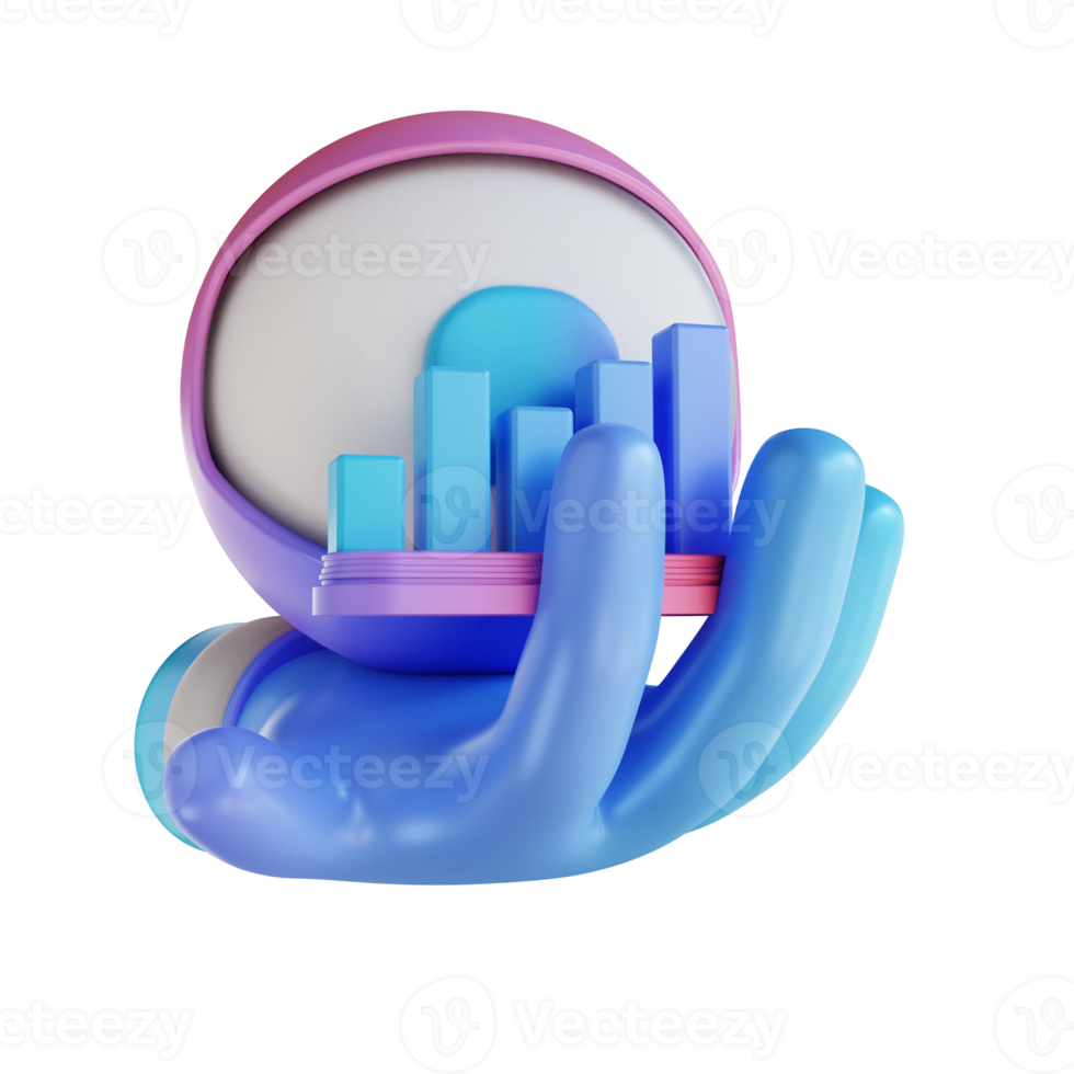 3D illustration colorful monitoring graph and hand png