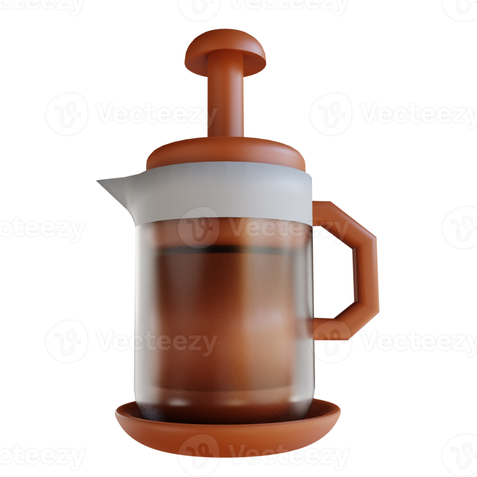 3D illustration French press coffee png