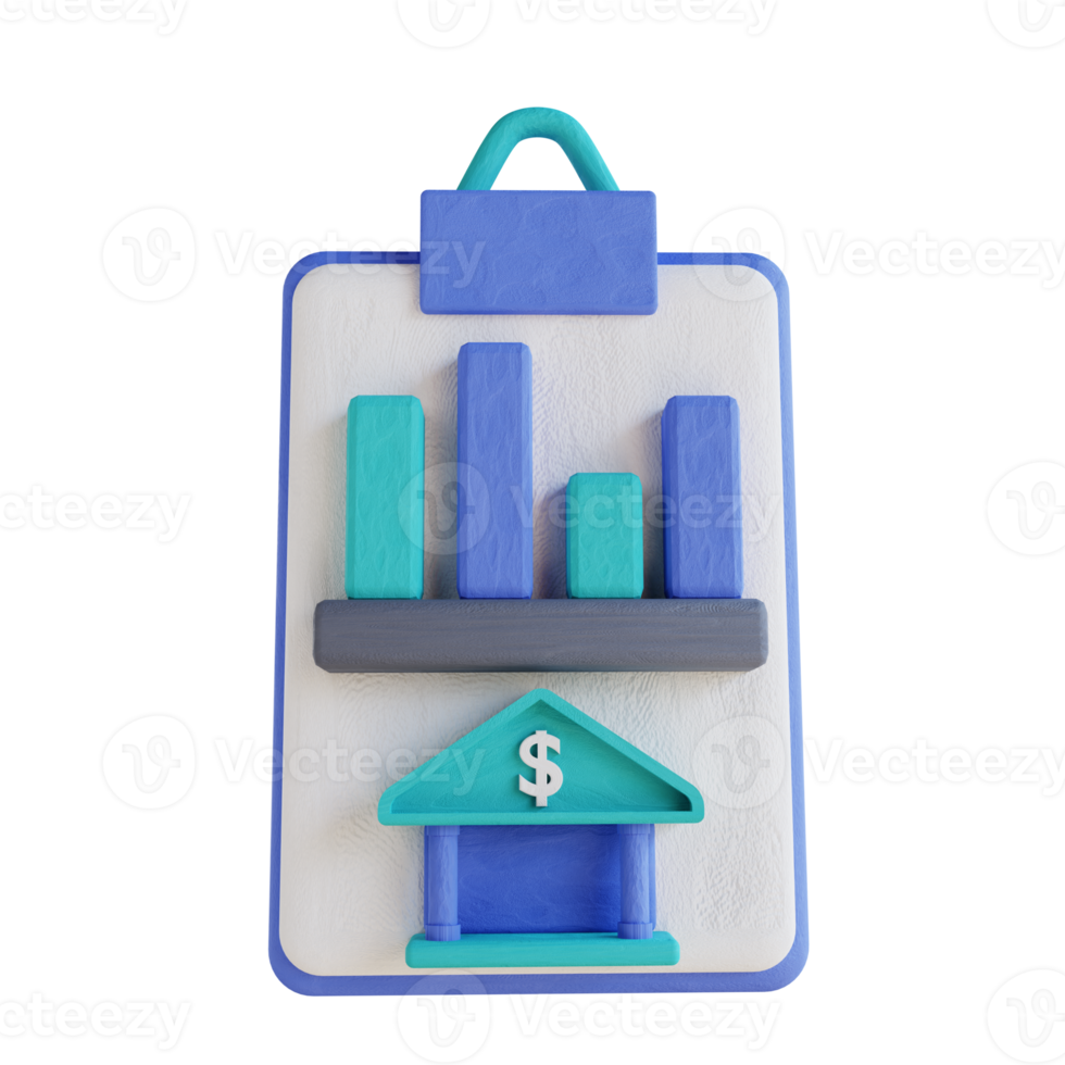 3D illustration of bank data analysis png