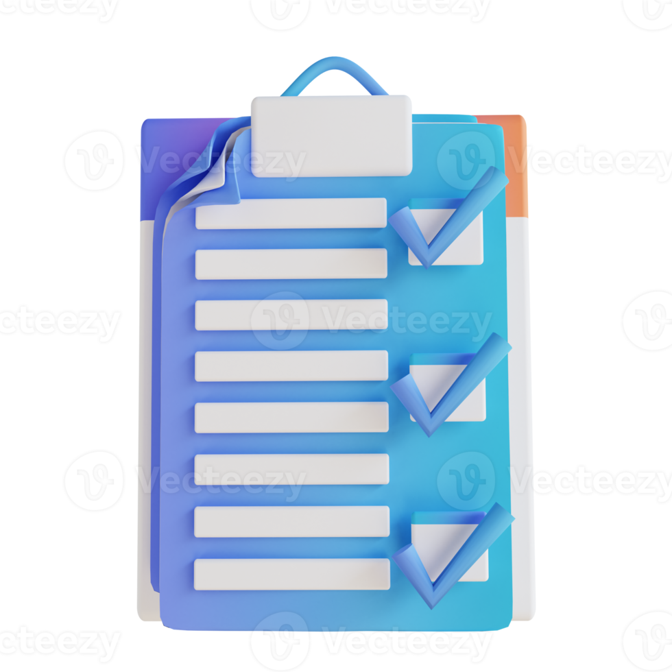 3D illustration approval documents png