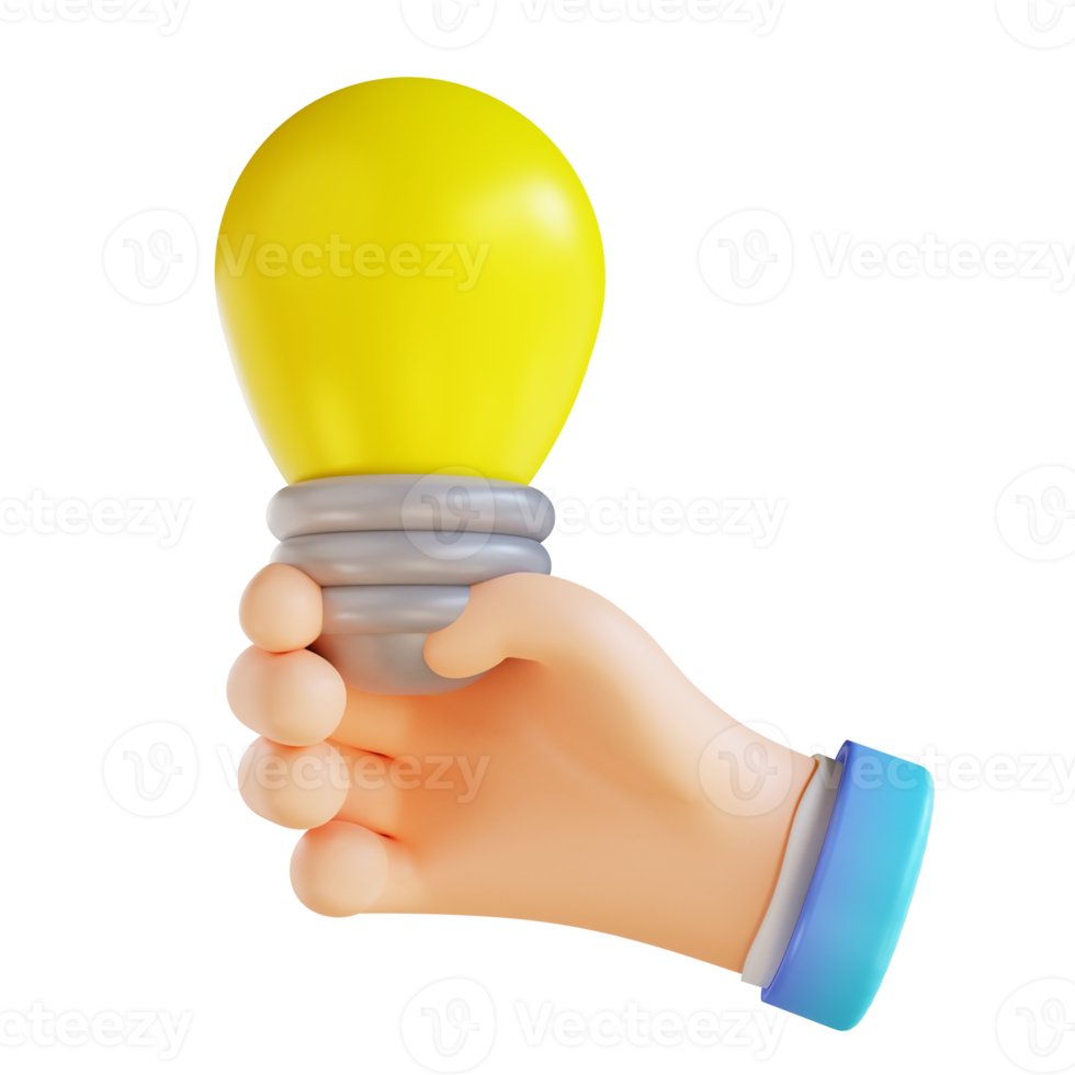 3D illustration hand and get idea off png