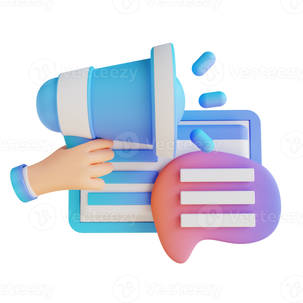 3D illustration hand and chat promotion png