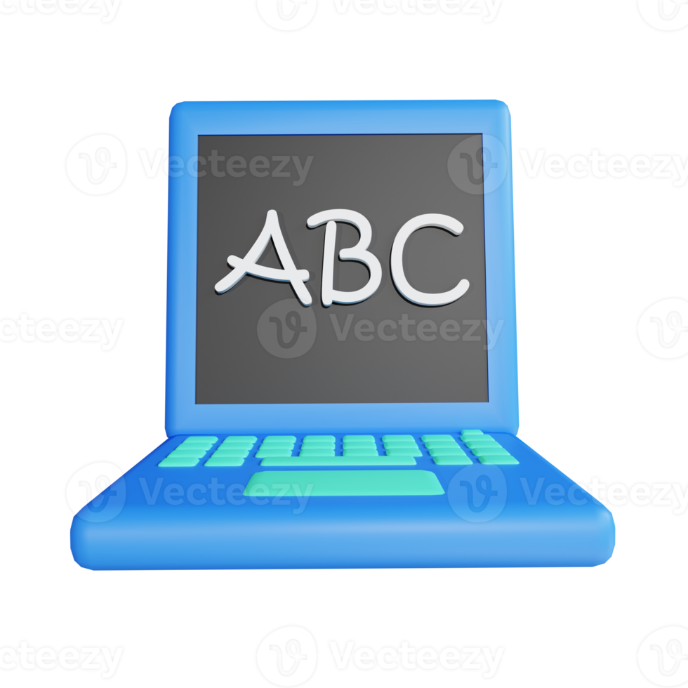 3D illustration laptop for education png