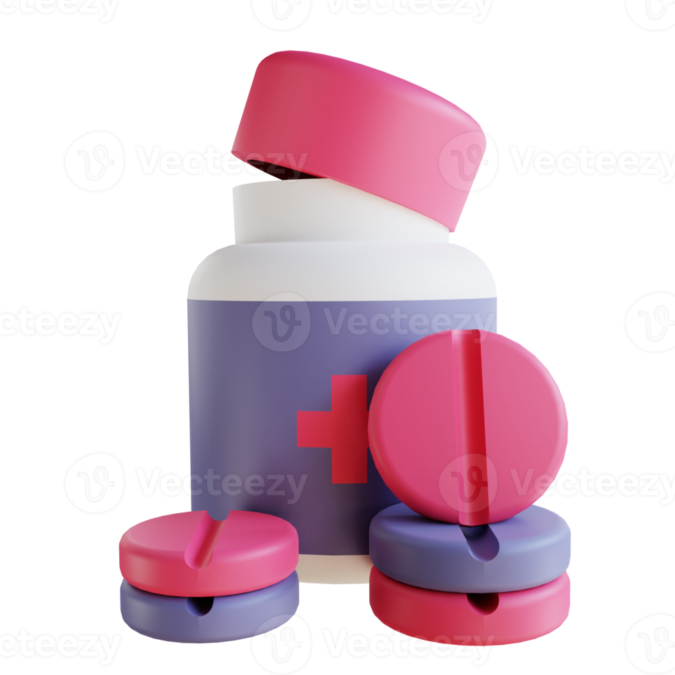 3D illustration pills and medicine bottles suitable for medical png