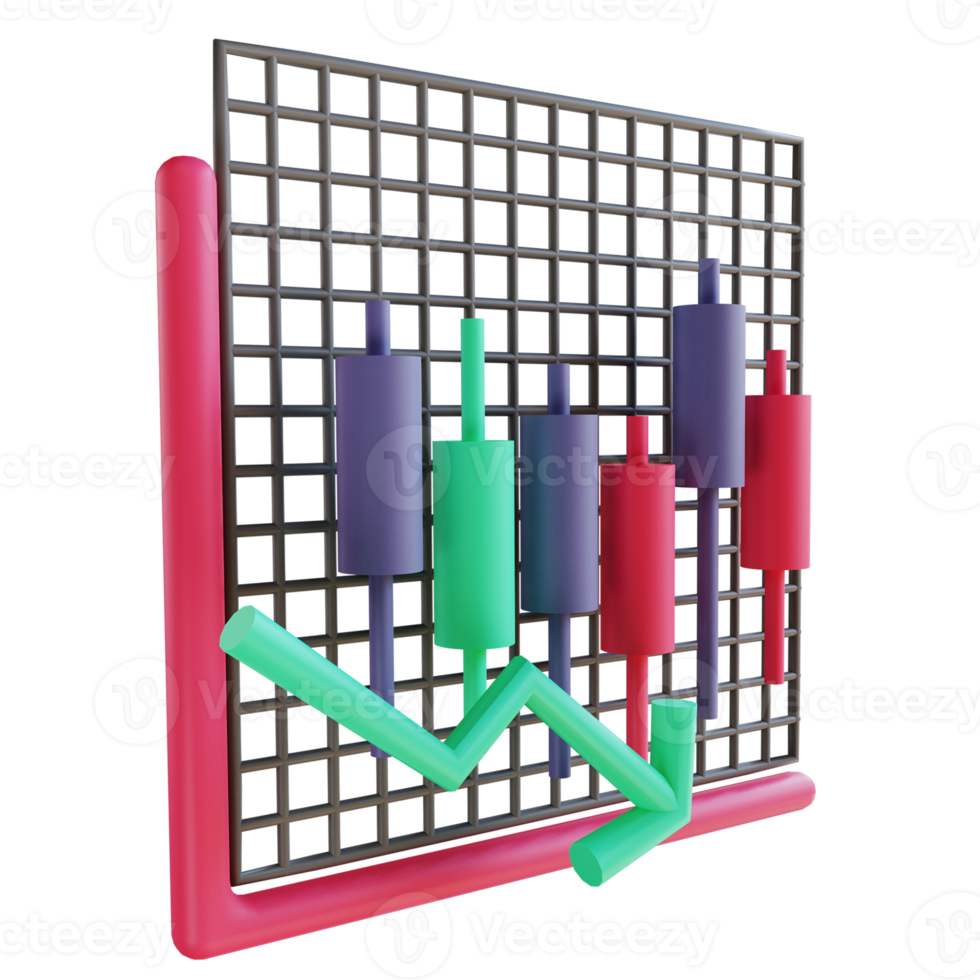 3D illustration Candle stick down 2 suitable for cryptocurrency png