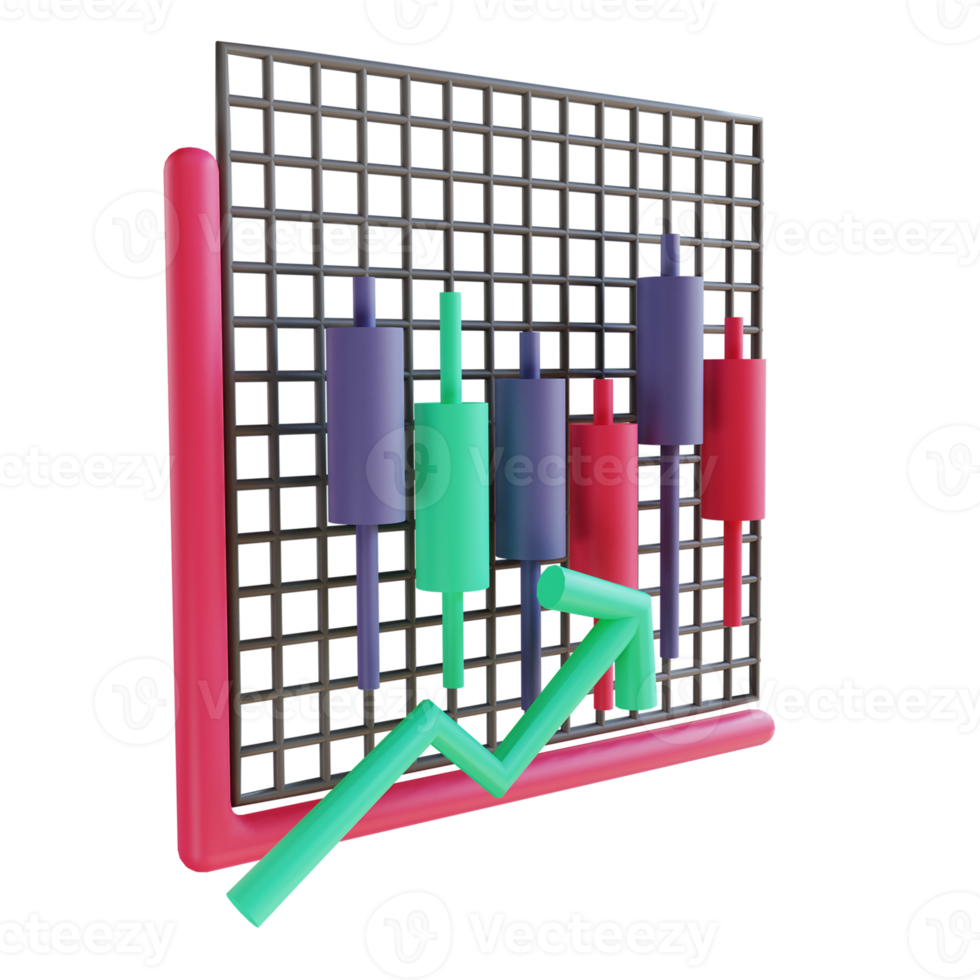 3D illustration Candle stick rising suitable for cryptocurrency png