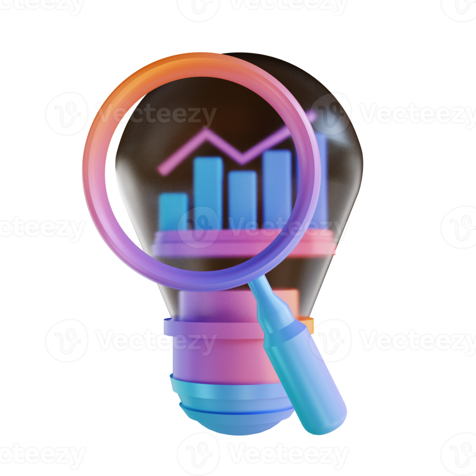 3D illustration colorful idea analysis png