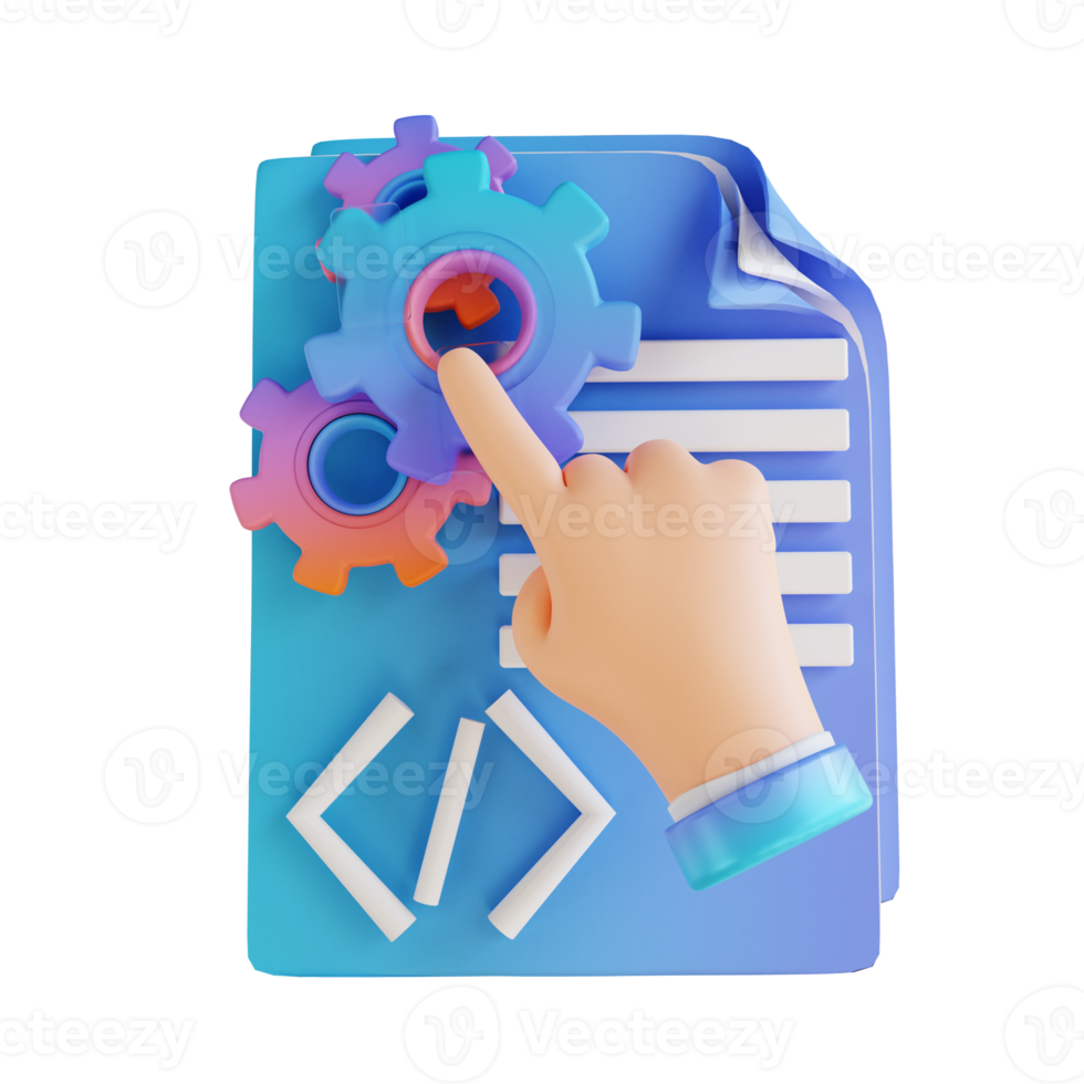 3D illustration hand and code setting png