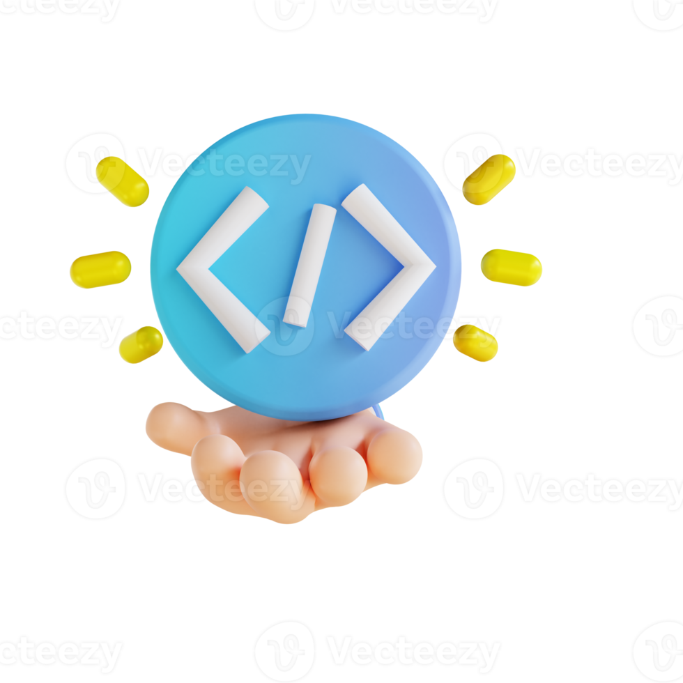3D illustration hand and code png