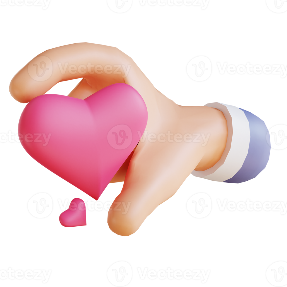 3D illustration love and hands suitable for valentine's day png