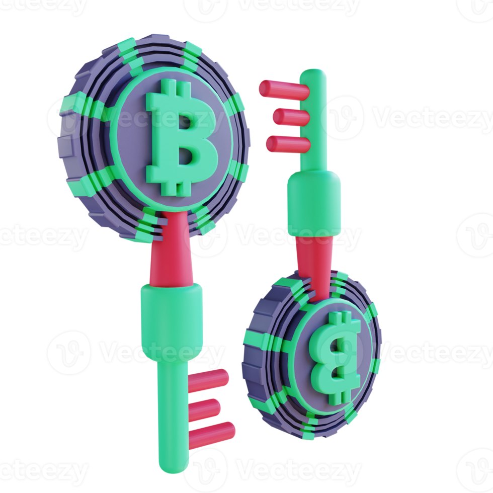 3D illustration Bitcoin encryption key 6 suitable for cryptocurrency png