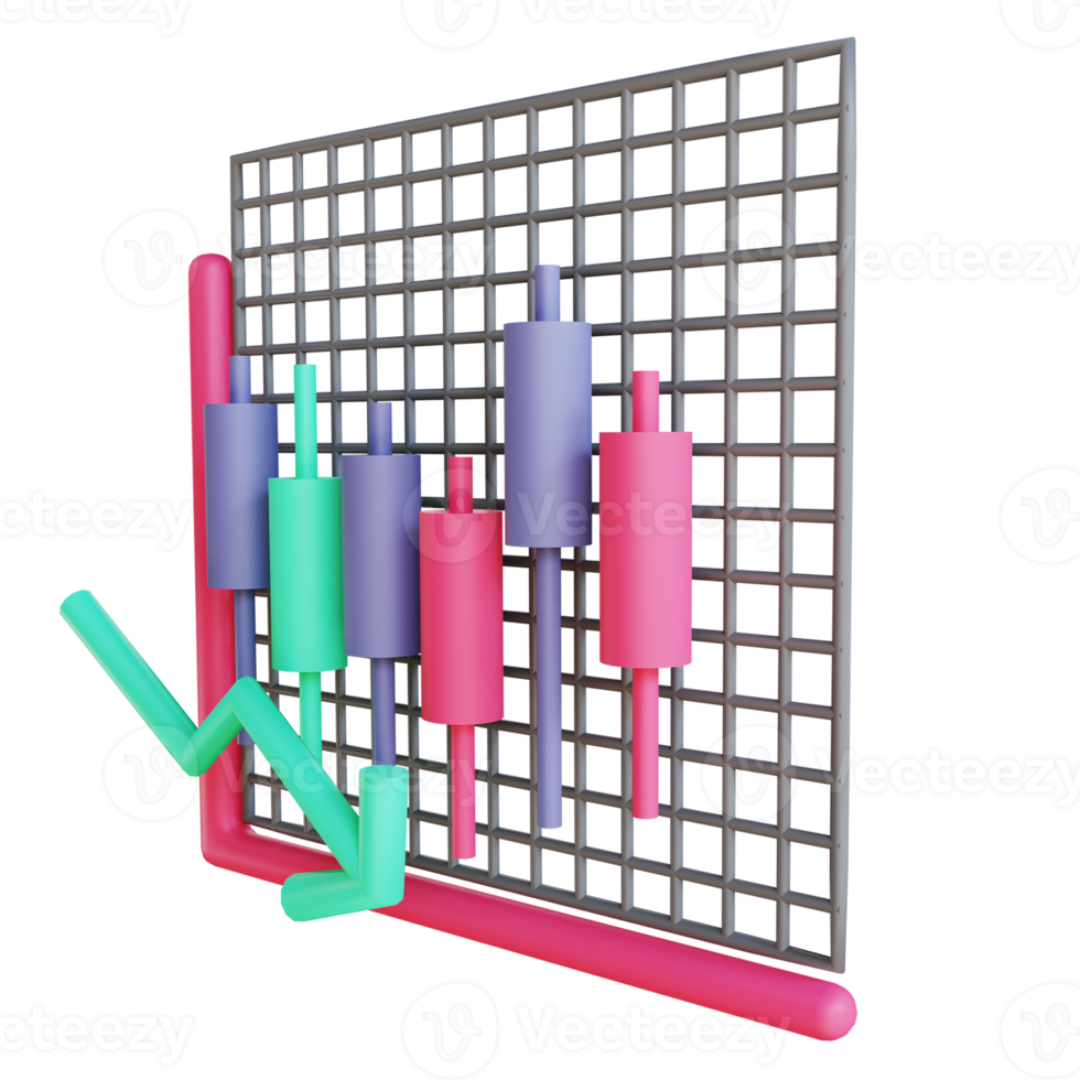 3D-Darstellung Candle Stick Down geeignet für Kryptowährung png