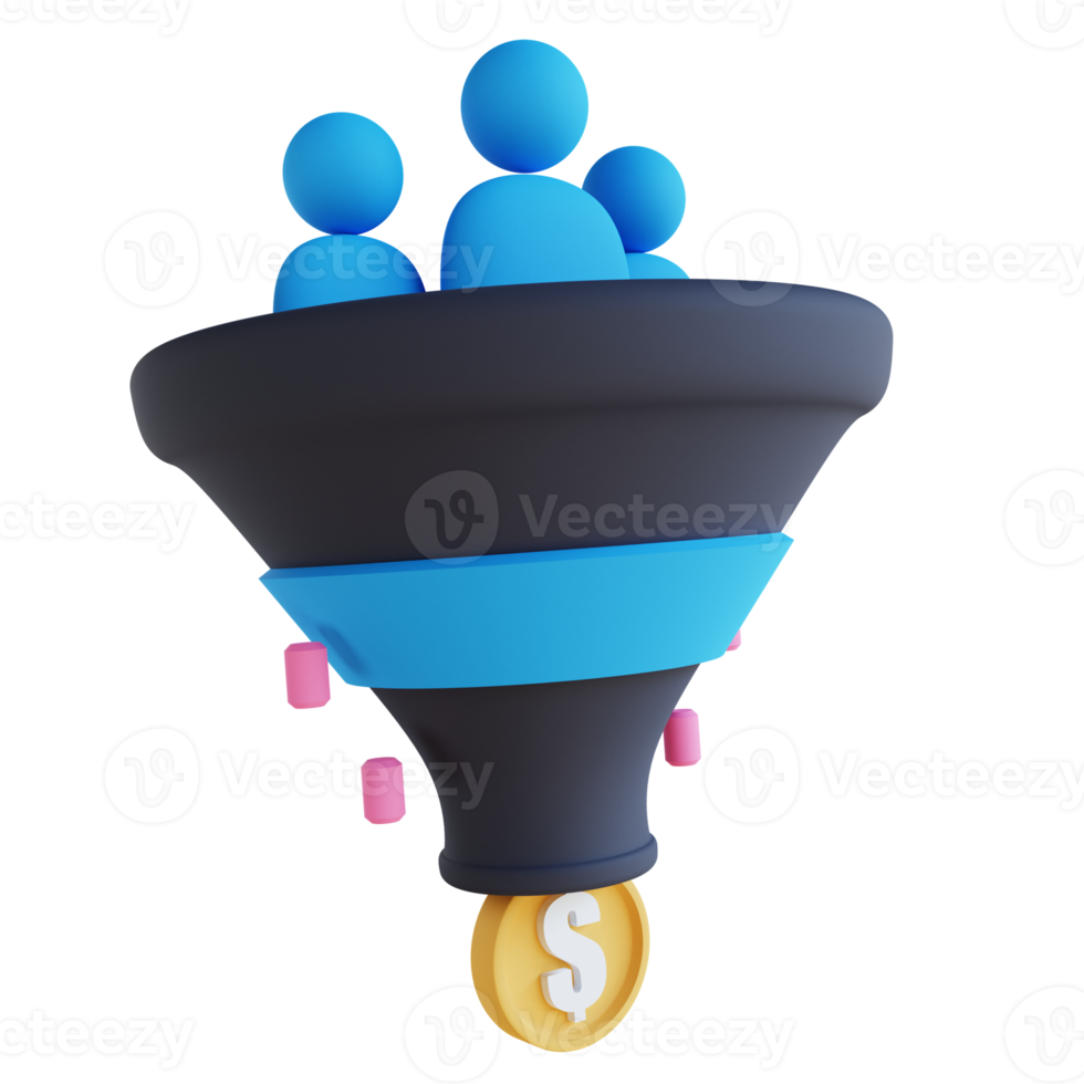 3D illustration sales funnel png