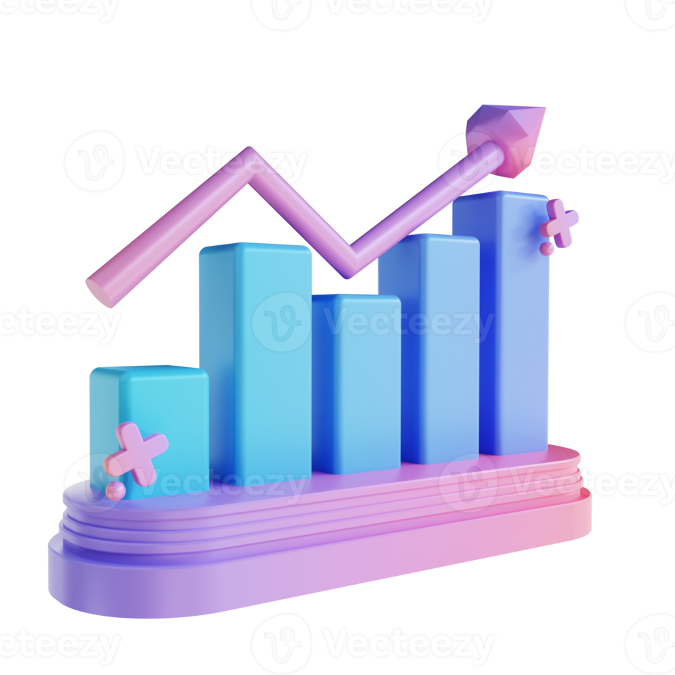 3D illustration colorful graph up png