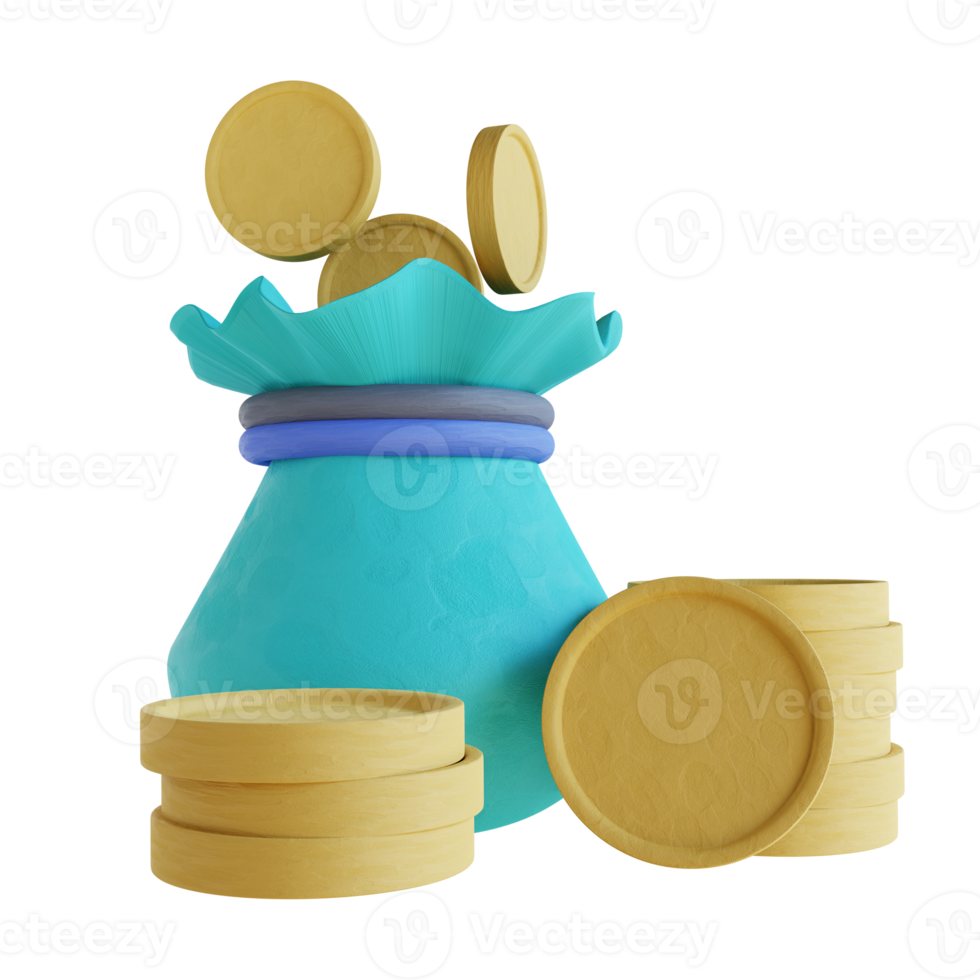 3D illustration coin pouch png