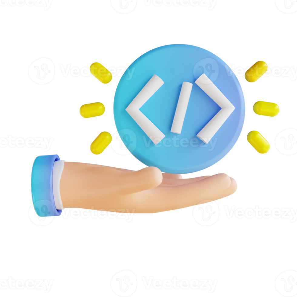 3D illustration hand and code png