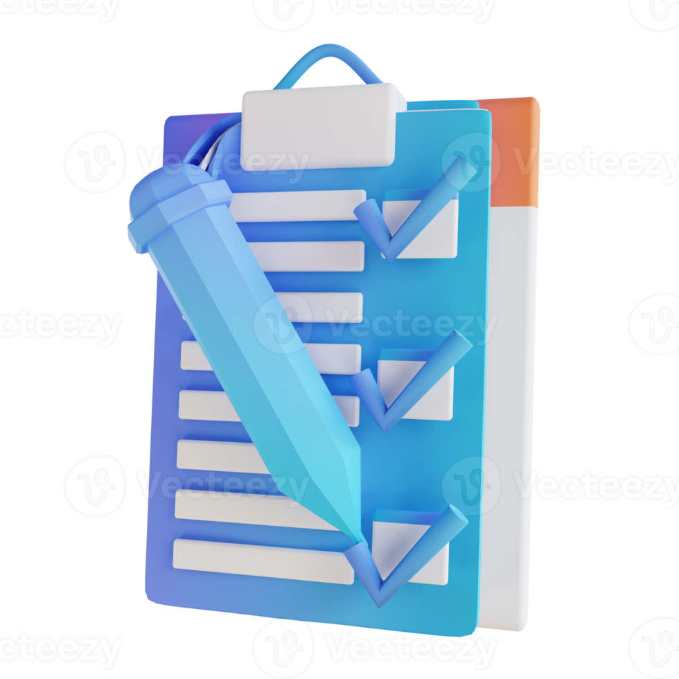 3D illustration write approval documents png