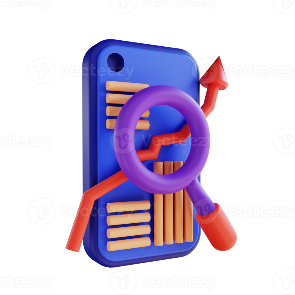 3D illustration mobile research for digital marketing png