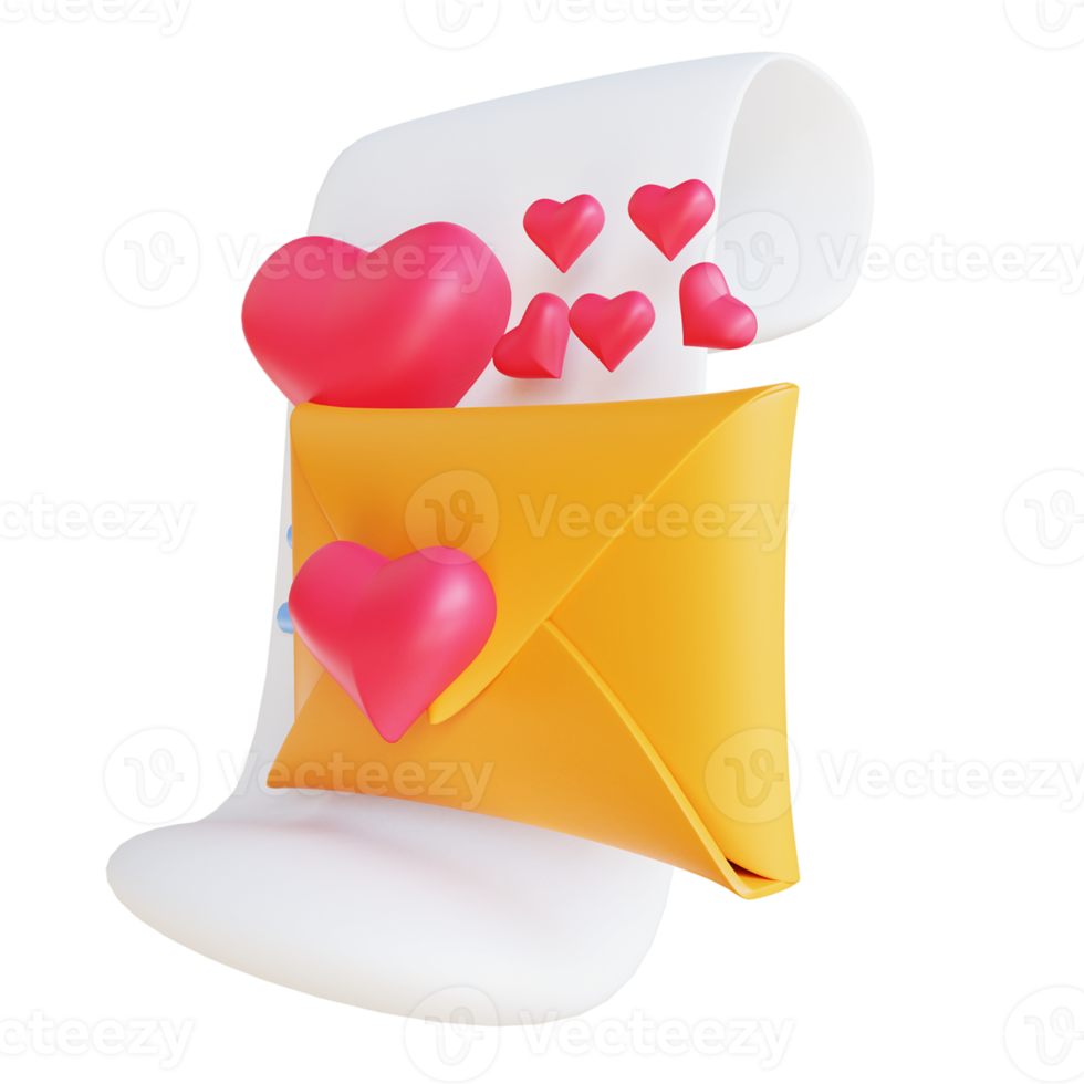 3D illustration love letter 2 suitable for valentine's day png