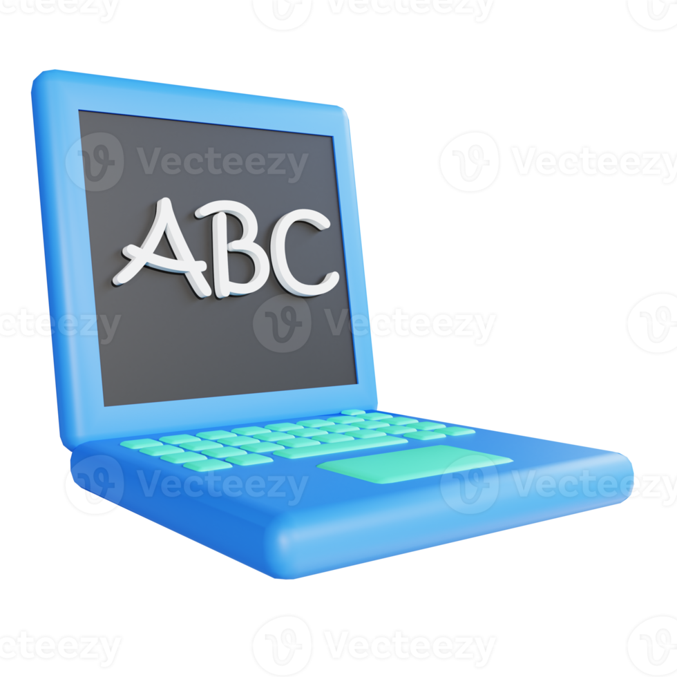 3D illustration laptop for education png