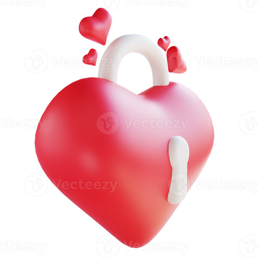 3D-Illustration Liebesschloss zum Valentinstag geeignet png