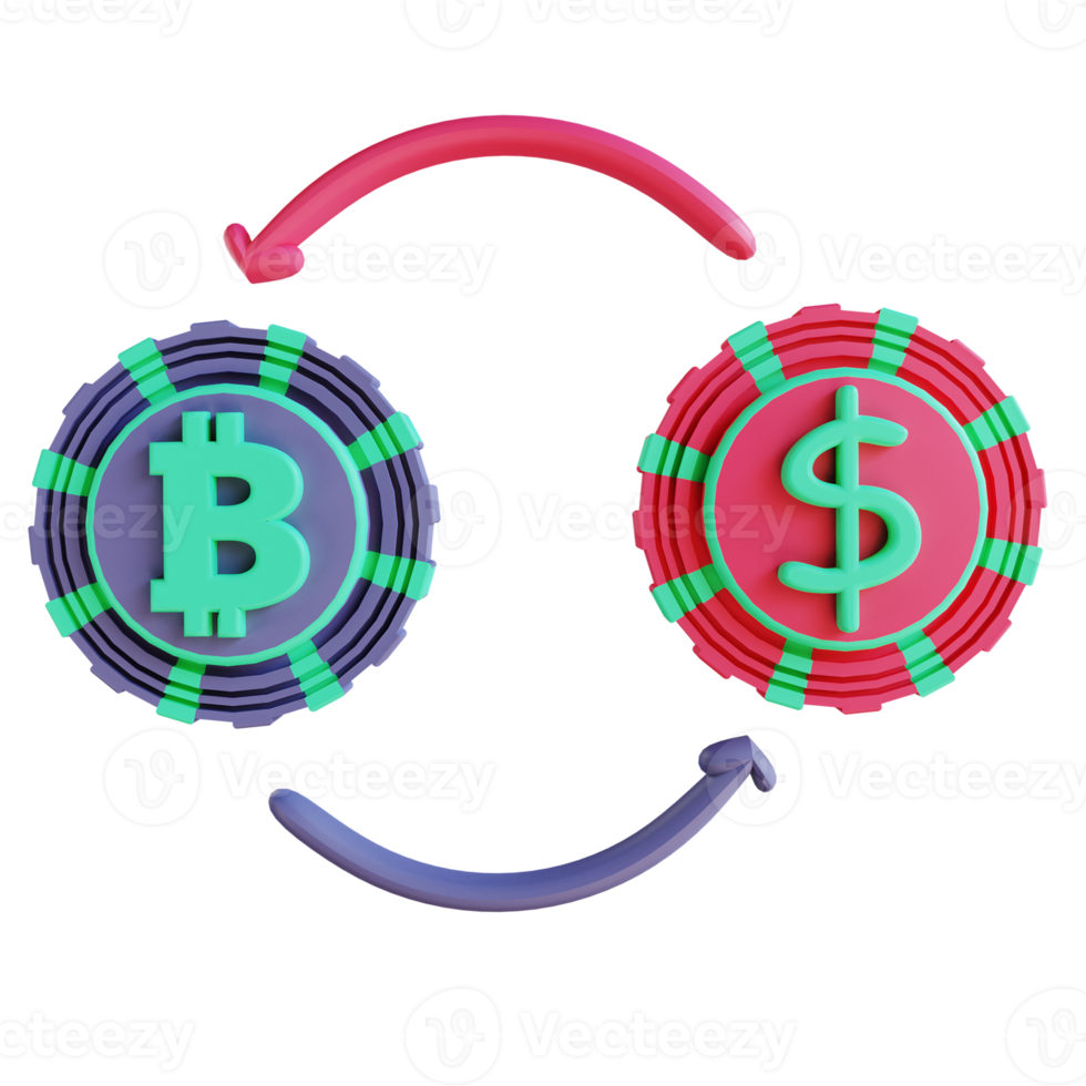 3D illustration Bitcoin exchange 3 suitable for cryptocurrency png