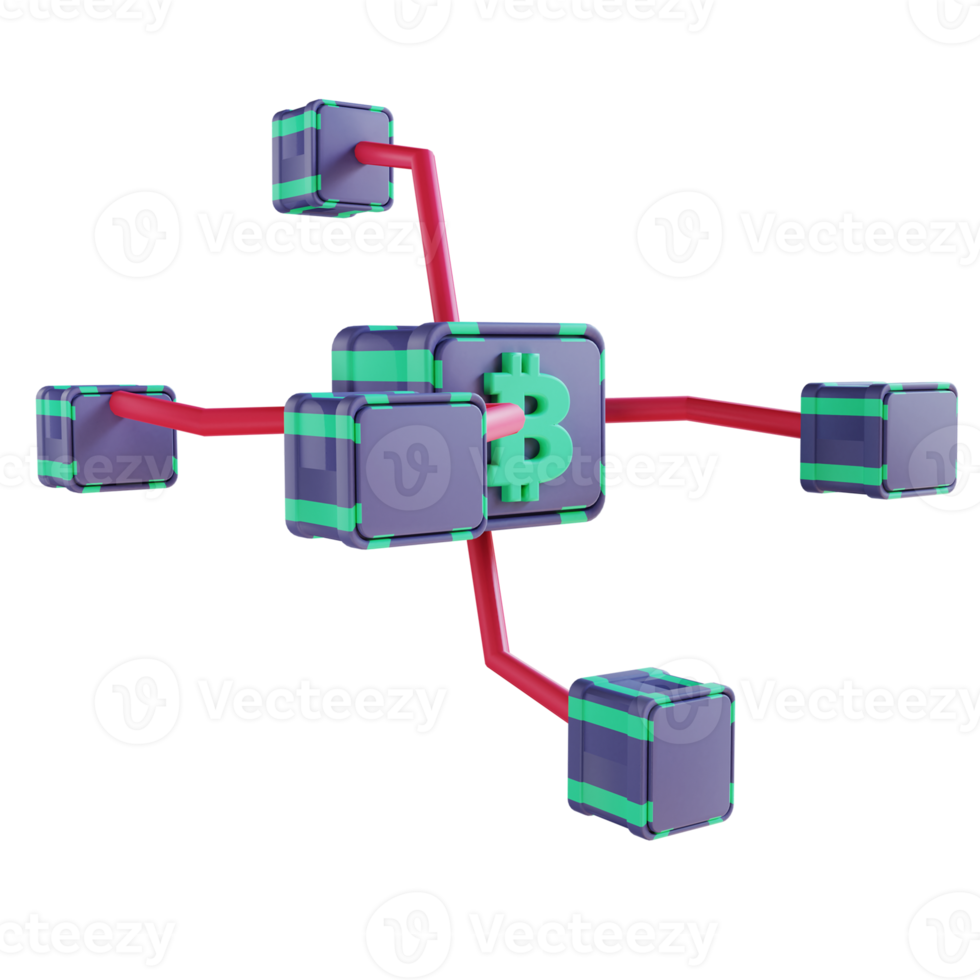 illustration 3d chaîne bitcoin 2 adaptée à la crypto-monnaie png