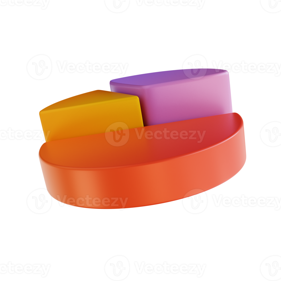 3D-Darstellung buntes Tortendiagramm png