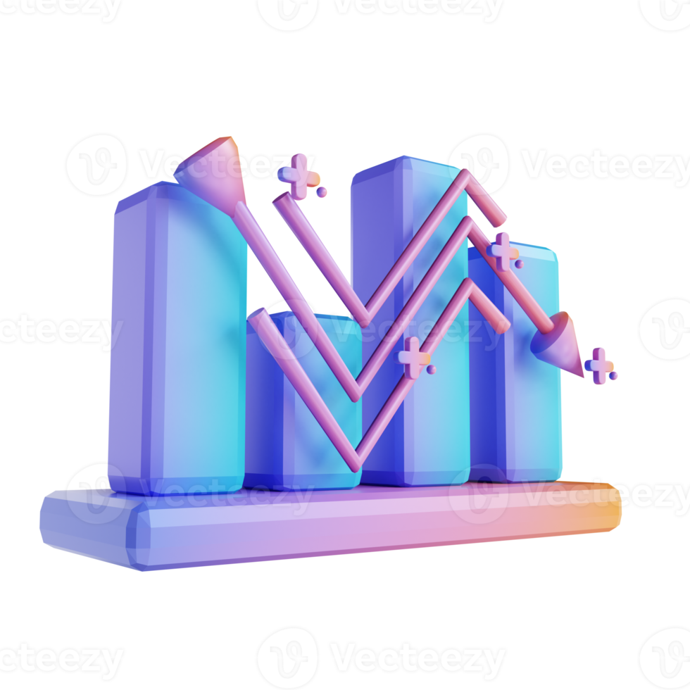 3D illustration colorful data graph down png