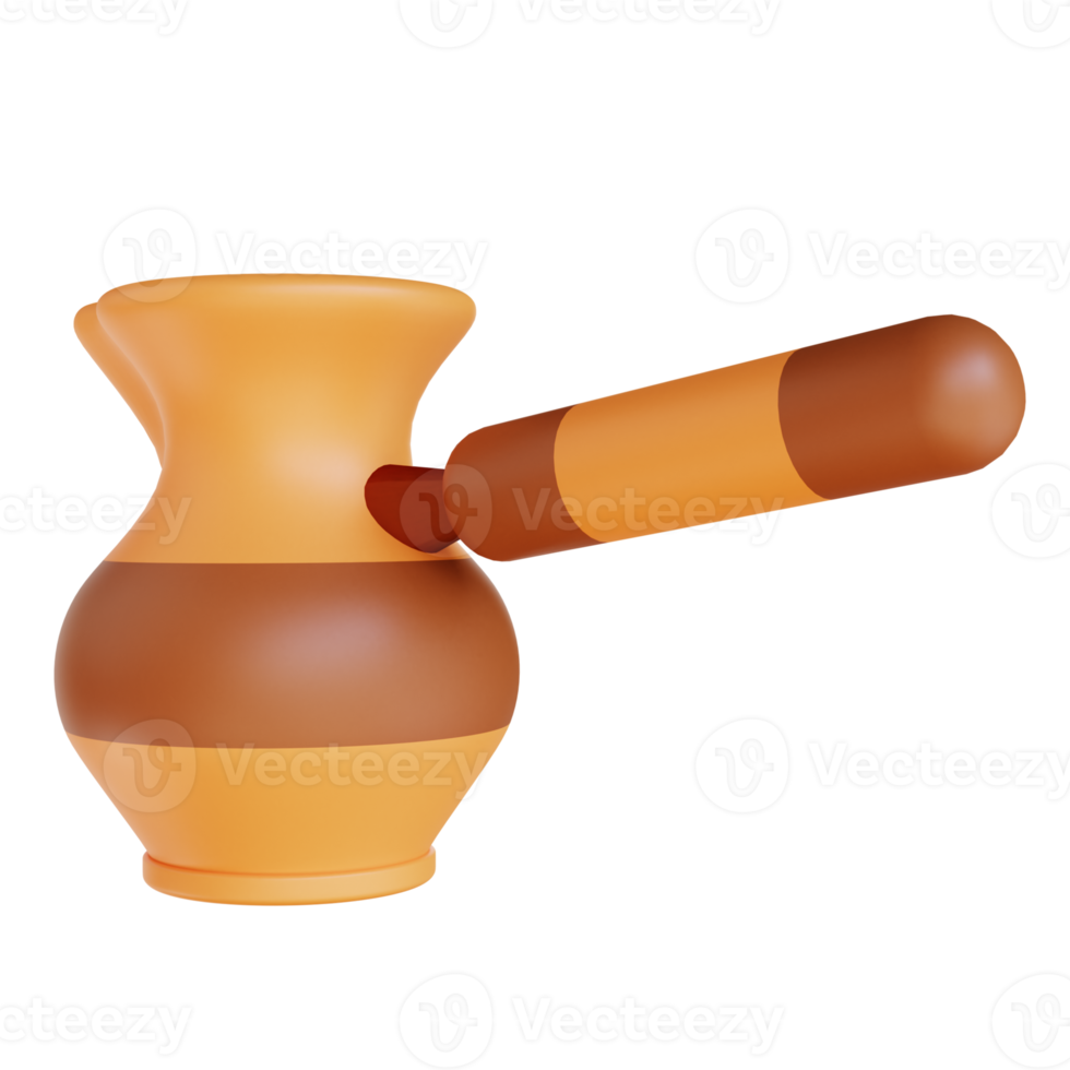 3D illustration turkish cezve coffee png