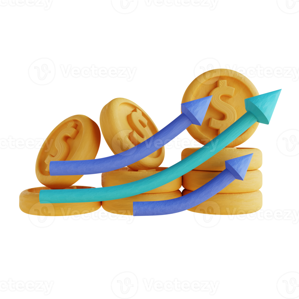 gráfico de dinheiro de ilustração 3D para cima png